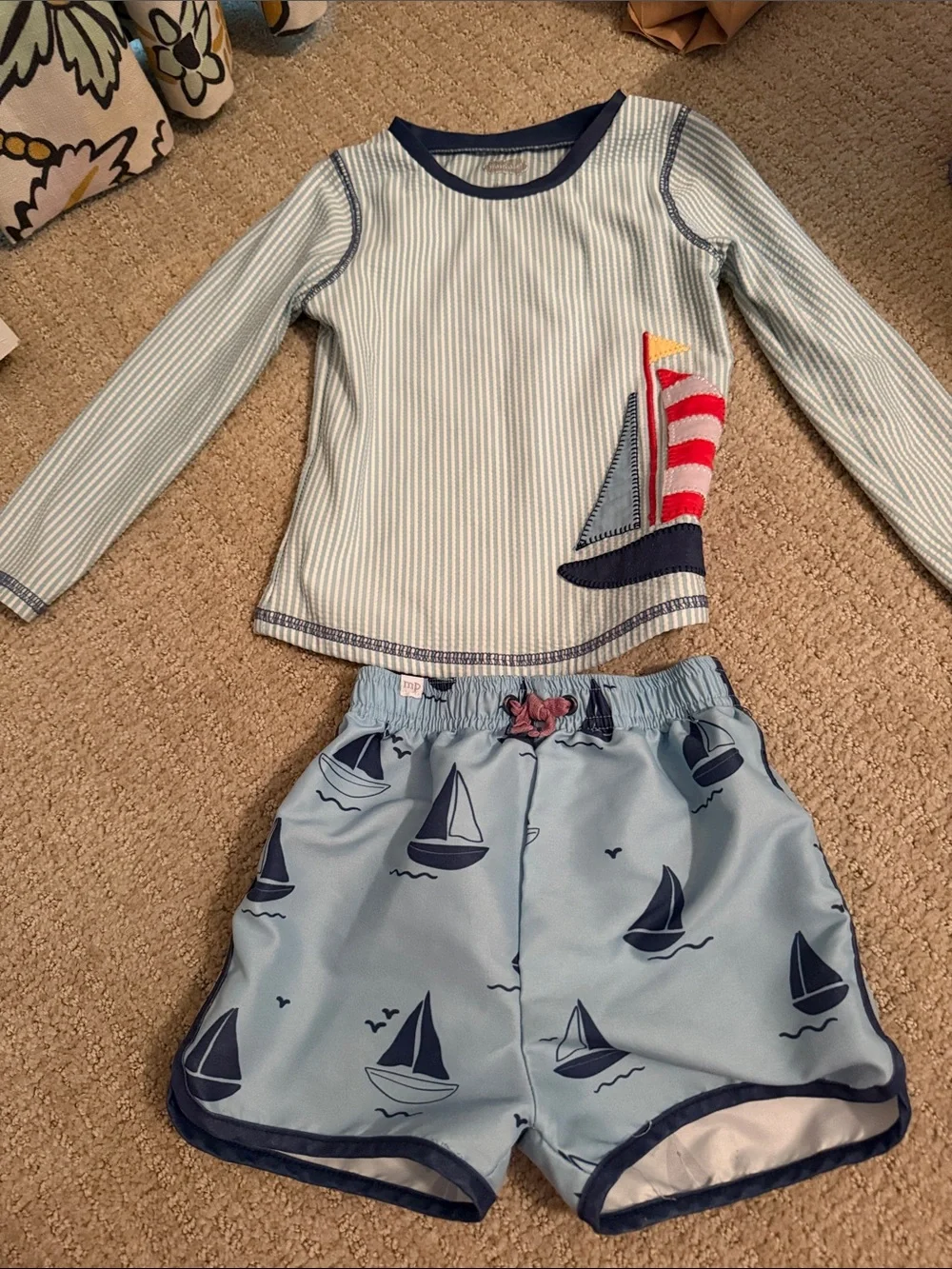 Boys Mud Pie Sailboat Rash Guard Set